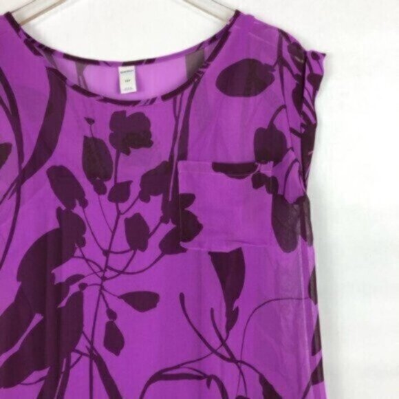 Old Navy | Purple Floral Print Short Sleeves High Neck Shift Dress Size Small - Picture 6 of 7